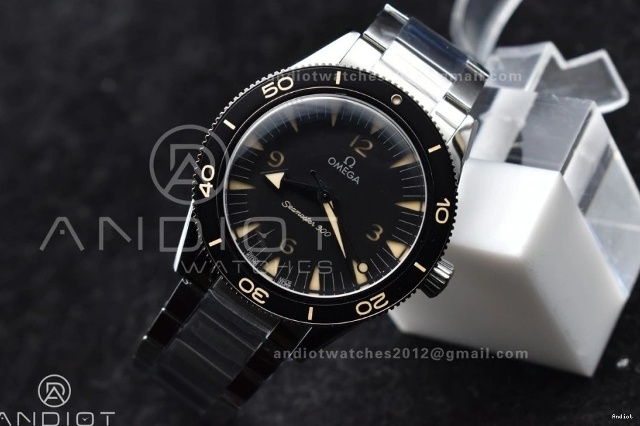 Super A8912 SS VSF Best Clone Seamaster 1:1 300 Edition Heritage Dial Black Bracelet on 0309